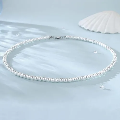 Vista 6 de Collar de perlas para hombre, gargantilla de perlas sintéticas para mujer, joyería de verano