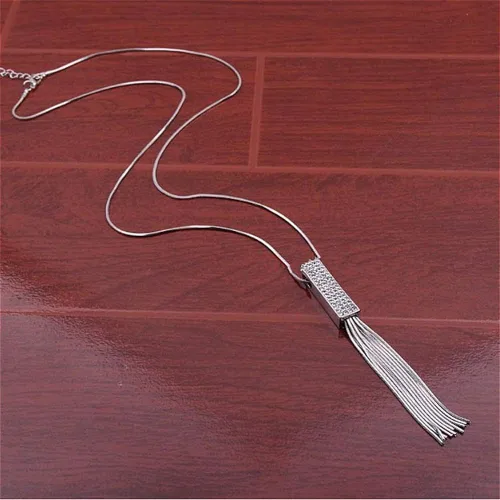 Vista 4 de Cathercing - Collar de cadena ajustable larga y elegante con dije de diamantes de imitación joyería única para mujeres y niñas