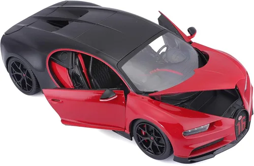 Vista 4 de Maisto Bugatti Chiron Sport 1/18 Modelo de coche fundido a presión, color negro/rojo (18-11044-00000022)