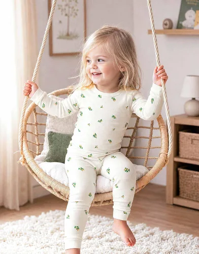 Vista 3 de moimoln 6M-8Y Pijama floral para bebé y niña pequeña, suave, modal, algodón, transpirable, ajustado, manga larga, conjunto de ropa de dormir A_baya