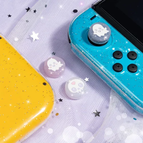 Vista 6 de BelugaDesign Ghost Thumb Grips Tapas de botón de agarre con purpurina gótica de Halloween Compatible con Nintendo Switch Standard Lite OLED