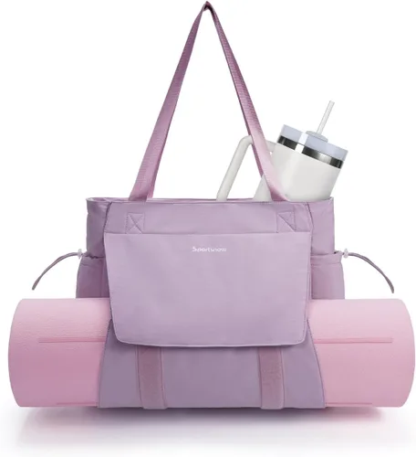 Vista 14 de sportsnew Bolsa para esterilla de yoga, bolsas de gimnasio para mujeres y hombres con bolsillo impermeable y gancho y bucle, almacenamiento