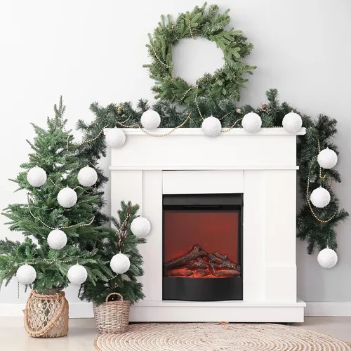Vista 7 de Lyrow 24 piezas 3.15" Juego de adornos de bola de Navidad con purpurina, bola de espuma con lentejuelas colgante, decorativa, en masa, para árbol