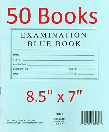 Vista 5 de TestingForms. com 8.5" x 7" libro azul examen 8 hojas 16 páginas 10 folletos