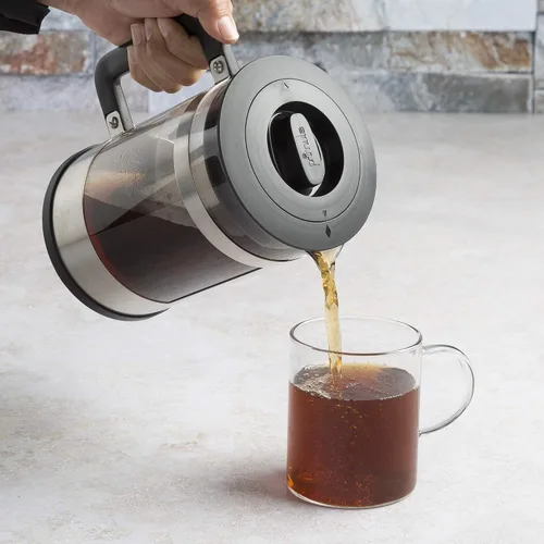 Vista 7 de Primula Kedzie - Cafetera helada de lujo con mango de agarre cómodo, jarra de vidrio duradera, filtro de malla extraíble, 6 tazas, acero inoxidable