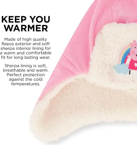 Vista 4 de Hasbro Conjunto de gorro y manoplas de invierno para niñas, gorro de Peppa Pig para niños de 2 a 4 años