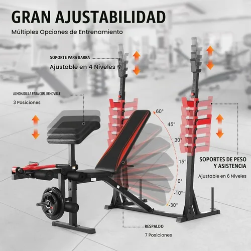 Vista 2 de Aceshin Banco de Pesas Olímpico, Banco de Pesas Ajustable de 900 LBS y Rack de Sentadillas, Set de Press de Banca con Extensión de Piernas
