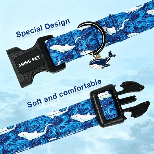 Vista 144 de Aring Pet Collar de algodón, ligero y ajustable, con hebilla de liberación rápida, para perros pequeños, medianos y grandes, para cachorros, S, Hoja