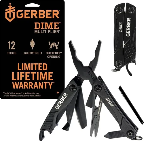 Vista 8 de Gerber Gear Dime Mini EDC multiherramienta 12 en 1, alicates de punta de aguja, cuchillo de bolsillo, llavero, abrebotellas, equipo y equipo EDC Rojo
