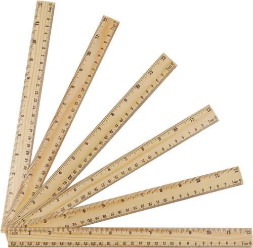 Vista 2 de KINJOEK 72 paquetes de reglas de madera de 12 pulgadas, 2 escalas imperiales métricas de madera de pino de doble cara, regla de medición escolar a