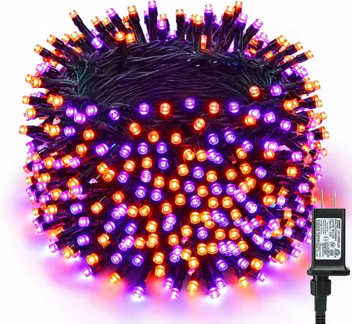 Vista 8 de BrizLabs Guirnalda de luces de Halloween, 240 luces LED naranja conectables