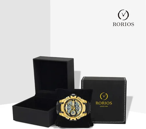 Vista 7 de RORIOS Reloj de cuarzo digital para hombre, reloj de pulsera con temporizador de alarma