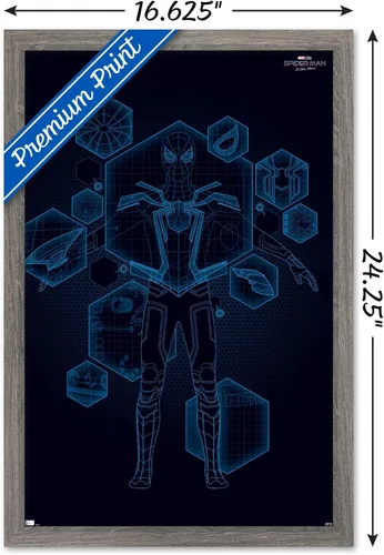 Vista 3 de Trends International Marvel Spider-Man: No Way Home - Póster técnico de pared, 22.4 pulgadas de largo x 14.7 pulgadas, versión enmarcada de madera