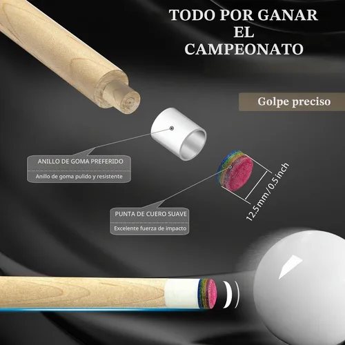 Vista 4 de HomeSeason 58in Pool Cue Stick Canadian Maple Wood 13mm Tip - 18oz Perfect for Precision Play, Low Deflection Pool Cue for Enhanced Accuracy HS17-A