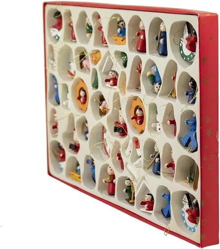 Vista 5 de Kurt Adler juego de pequeños adornos de navidad de madera, 48