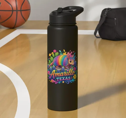Vista 7 de Amarillo Texas Fun Colorful Armadillo Novelty Souvenir Stainless Steel Insulated Water Bottle