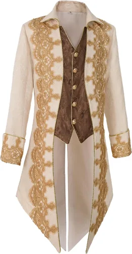 Vista 2 de Chaqueta medieval para hombre, bordado, vintage, gótico, steampunk, esmoquin