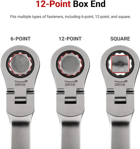 Vista 3 de TEKTON Llave combinada de trinquete de 12 puntos con cabezal flexible de 7 mm (0.276 in) WRC26407