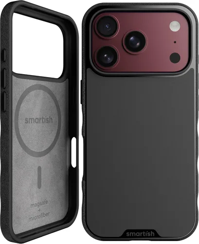 Vista 71 de Smartish iPhone 11 Pro Max Slim MagSafe, Gripmunk, agarre magnético delgado Asunto de corbata negra (MagSafe)