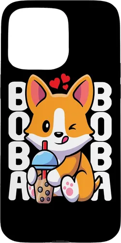 Vista 28 de Funda Kawaii con diseño de corazón de té de burbujas para iPhone 16 Kawaii Boba Dog Corgi Tea Drink