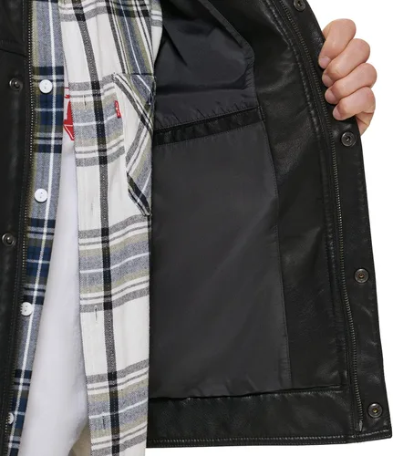 Vista 5 de Levi's Chaqueta de camionero clásica de piel sintética para hombre