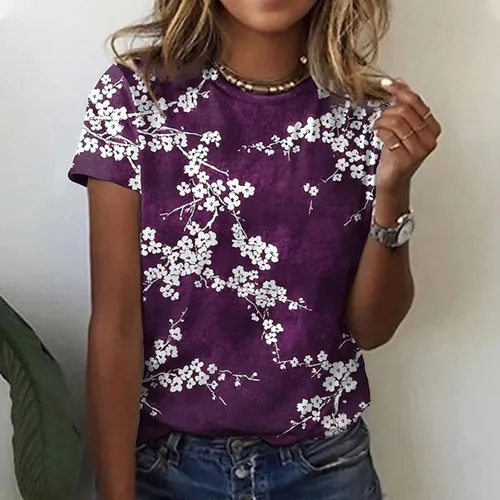 Vista 2 de MOLayys Shirts for Teens Girls,Women Retro Printed Graphic Tees Round Neck Loose T-Shirt Casual Dressy Blouses Tunics