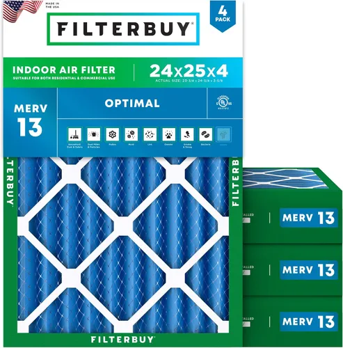 Vista 62 de Filterbuy Filtro de aire MERV 13 de 8 x 14 x 1 pulgadas, protección óptima contra el humo y la alergia (paquete de 4), filtros electrostáticos