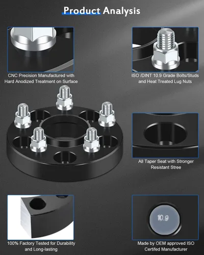 Vista 7 de ECCPP 4 piezas 5 lug 5x114.3 espaciadores de rueda hubcéntricos 5x4.5 a 5x4.5 12x1.5 67.1mm 1 pulgada compatibles con Ford Fusion 2006-2012