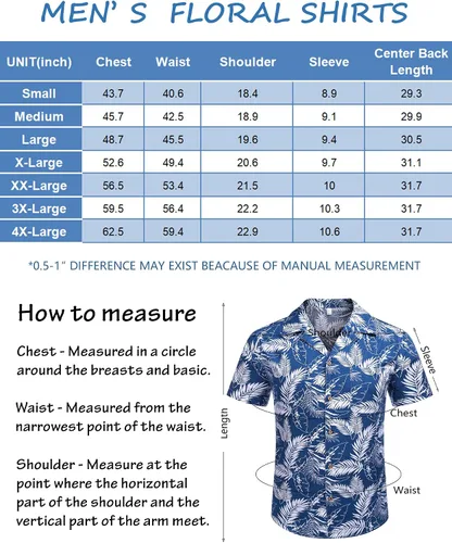 Vista 6 de COOFANDY Camisas florales hawaianas de algodón y lino con botones tropicales para hombre