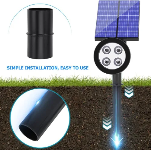 Vista 7 de Yardwe Accesorios de poste de luz solar para exteriores, hebilla de conector de enlace de repuesto con estacas de plástico de 1.25 pulgadas