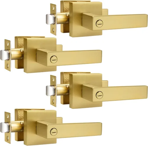 Vista 24 de Probrico Palanca de Puerta de Cama y Baño Negro Mate Servicio Pesado Manija de Puerta de Privacidad, Cerradura de Puerta Sin Llave Interior Baño