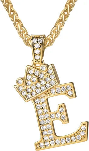 Vista 37 de U7 Crown Initial Number Necklace for Men Women A-Z Letter Pendant Chain a. Oro