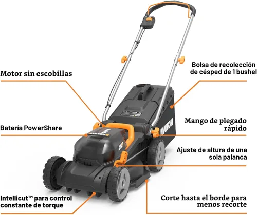 Vista 8 de Worx Cortacésped inalámbrico, cortacésped 2 en 1 de 40 V y 14 pulgadas