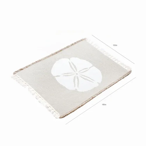 Vista 7 de Living Fashions Juego de 4 manteles individuales para mesa de comedor, 100 % algodón lavable, diseño de concha de mar, dólar de arena, estrellas