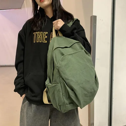 Vista 5 de CBDAO Bolsa de lona para mujer, mochila de ocio de gran capacidad para hombres y mujeres, mochila de viaje para hombres y mujeres, Verde, Mochilas