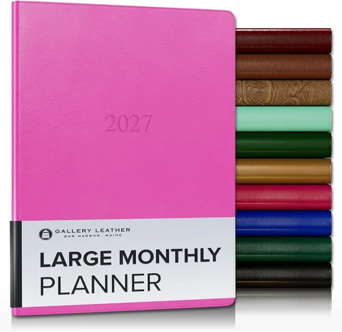 Vista 65 de Gallery Leather Agenda mensual grande 2026-2027 Acadia Navy