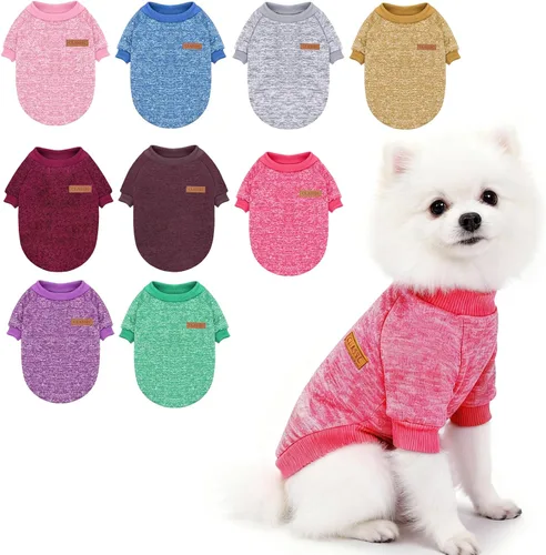 Vista 16 de 2 piezas de suéter clásico de punto para perro Idepet, abrigo de forro polar para perros pequeños y medianos, ropa cálida para perros y gatos