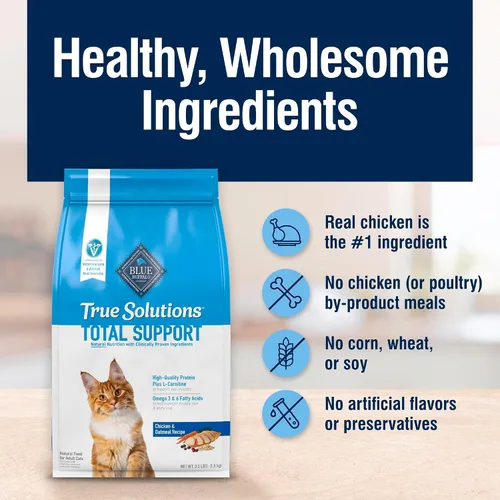 Vista 6 de Blue Buffalo True Solutions Total Support - Alimento seco natural para gatos adultos, pollo, bolsa de 3.5 libras