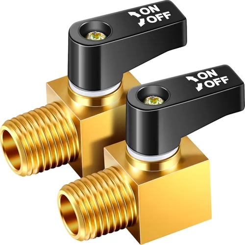 Vista 7 de Válvula de compresor de aire Tondiamo, válvula de drenaje de tanque de aire de bola de metal mini tipo de latón, 1/4 pulgada NPT macho x NPT hembra