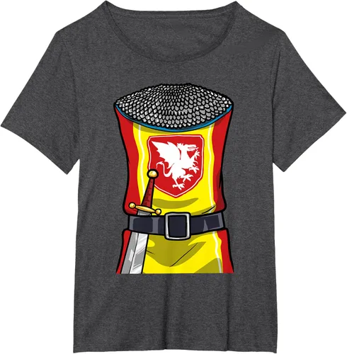 Vista 23 de Disfraz medieval de caballero de Halloween, camiseta para niños con espada de armadura, Negro, S