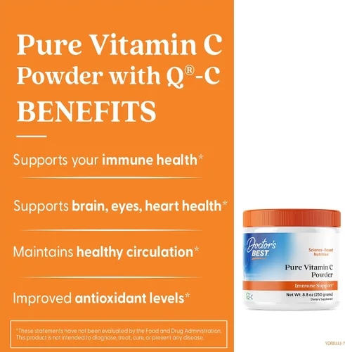 Vista 2 de Doctor's Best Polvo de vitamina C con Q-C, sistema inmunológico saludable, cerebro, ojos, corazón y circulación, articulaciones, procedente