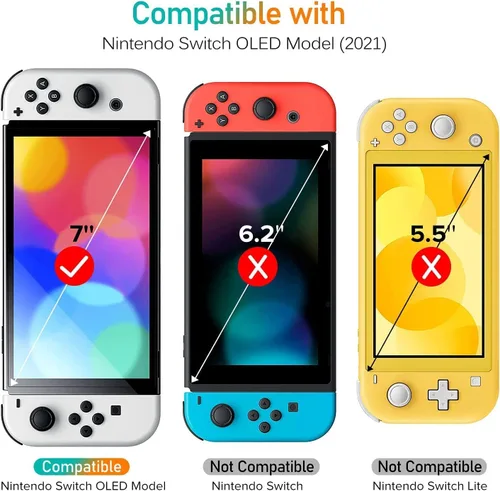 Vista 2 de ivoler Paquete de 4 Protector de pantalla de vidrio templado diseñado para Nintendo Switch OLED modelo 2021 con marco de alineación transparente HD