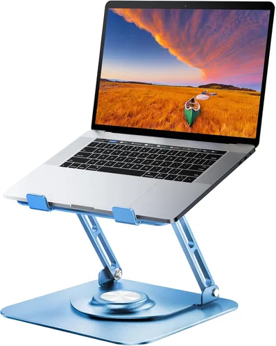 Vista 14 de JOYEKY Soporte para computadora portátil para escritorio, soporte de computadora ajustable con base giratoria de 360°, elevador ergonómico