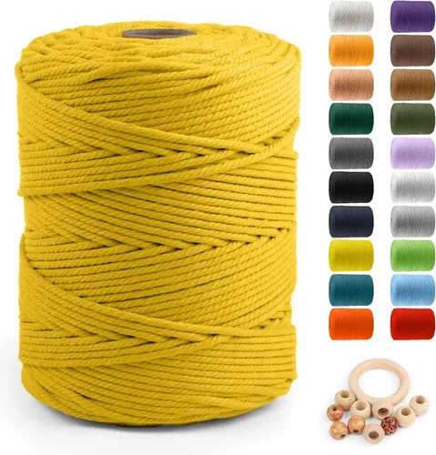 Vista 78 de ZUEXT Cordón de algodón para macramé de 4 mm x 500 m, ZUEXT Cordones trenzados naturales hechos a mano en verde manzana de 4 hebras, cuerda de lana