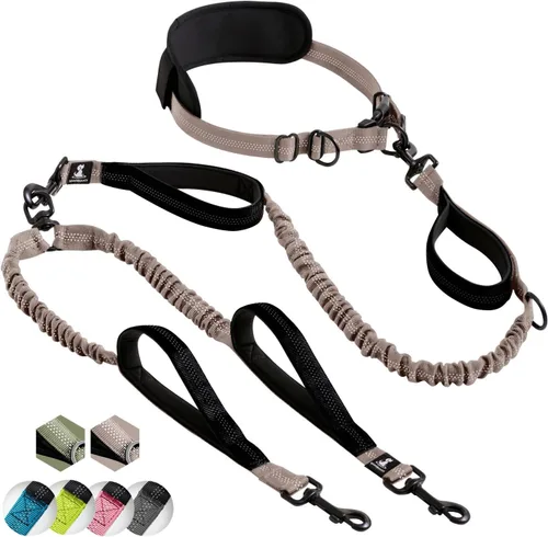Vista 20 de SparklyPets Correa doble elástica para perro con 2 correas para perros con soporte trasero - Correa doble para perros para razas medianas y medianas