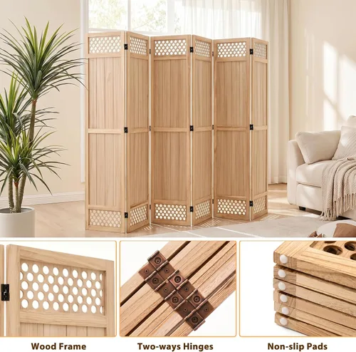 Vista 2 de Divisor de habitación de madera, pantalla de privacidad, divisor de Natural