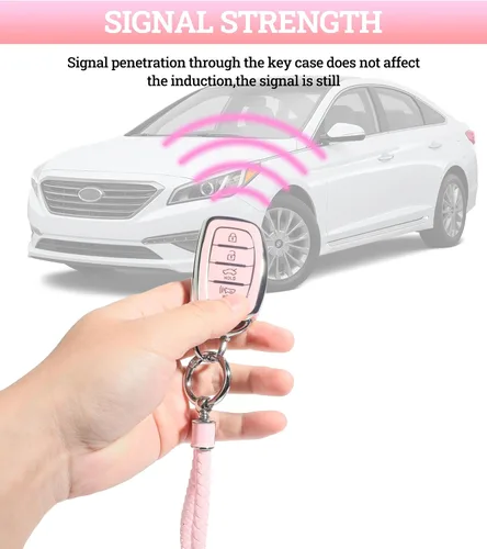 Vista 5 de Funda para llavero de automóvil, accesorios de automóvil, protección de TPU suave, funda para llave con llavero para mujer, protección completa