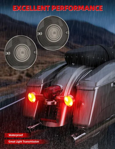 Vista 4 de Amazicha Smoke - Kit de cubiertas de lentes direccionales planas de 3 1/4 pulgadas compatible con Harley Davidson Touring Road King Road Glide