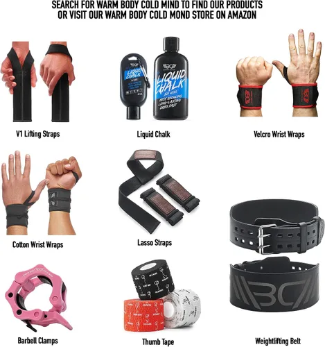 Vista 6 de WARM BODY COLD MIND Lasso - Muñequeras de levantamiento para entrenamiento cruzado, clasificadas en 770 libras, vendas de mano para levantamiento