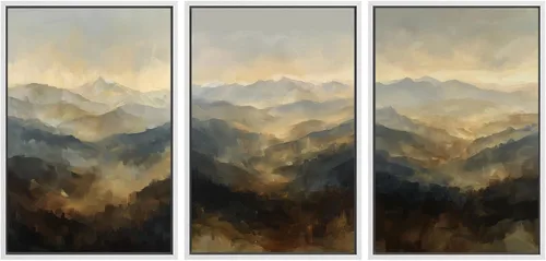 Vista 109 de SIGNWIN Lienzo enmarcado para pared, juego de arte tranquilo con reflejo de lago, acuarela, montaña y agua, ilustraciones modernas, arte abstracto